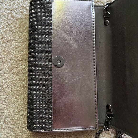 Black/Dark Grey Swarokski stones  Evening Clutch with Chain Strap - Picture 3 of 5